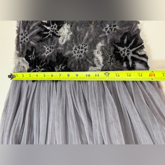 Tory Burch Faith Dress XS grey floral double lined midi sleeveless FLAW (bin G) - Picture 13 of 16